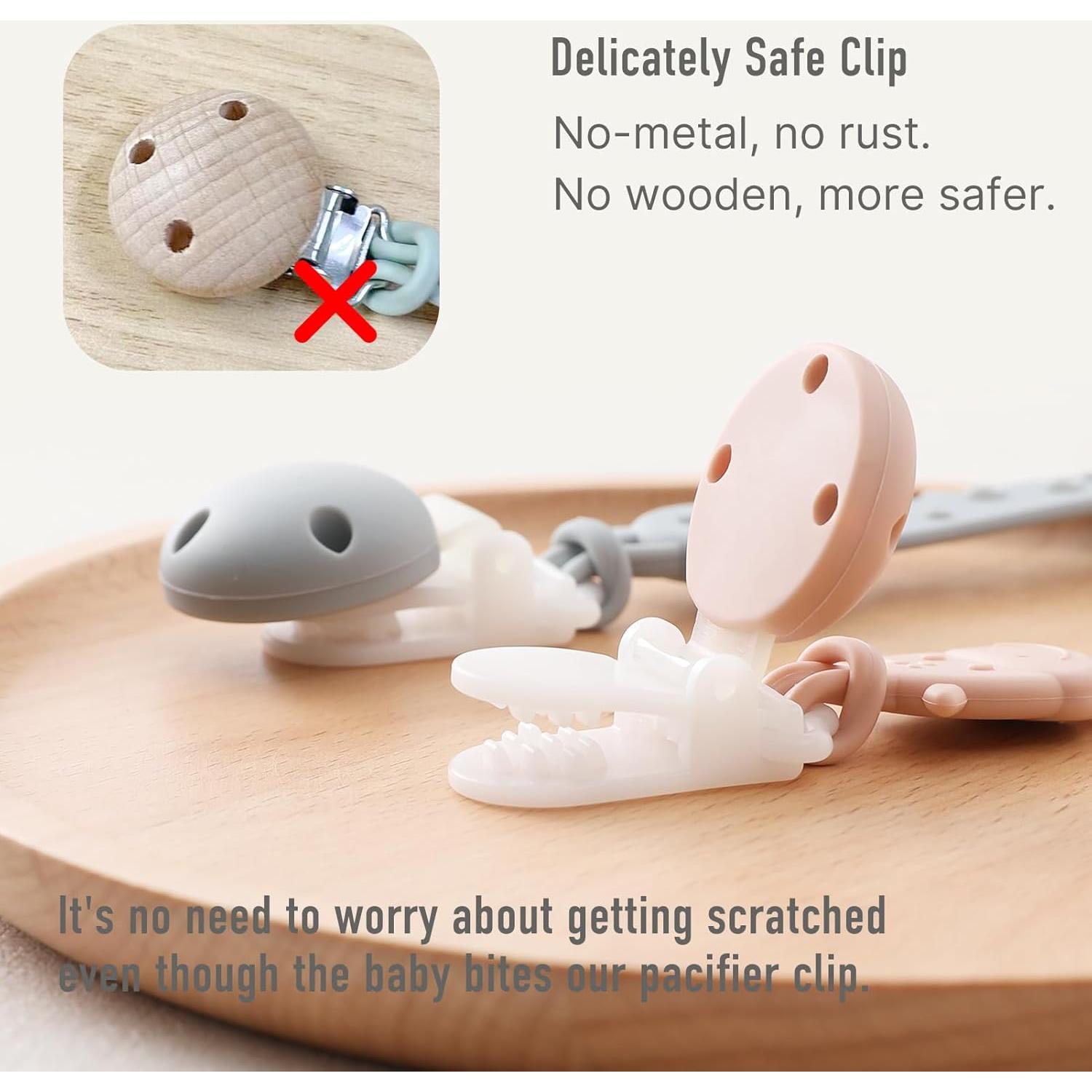 Clip de Chupete de Silicona 4 Pcs YI2307 Marfil y Azul Bebé