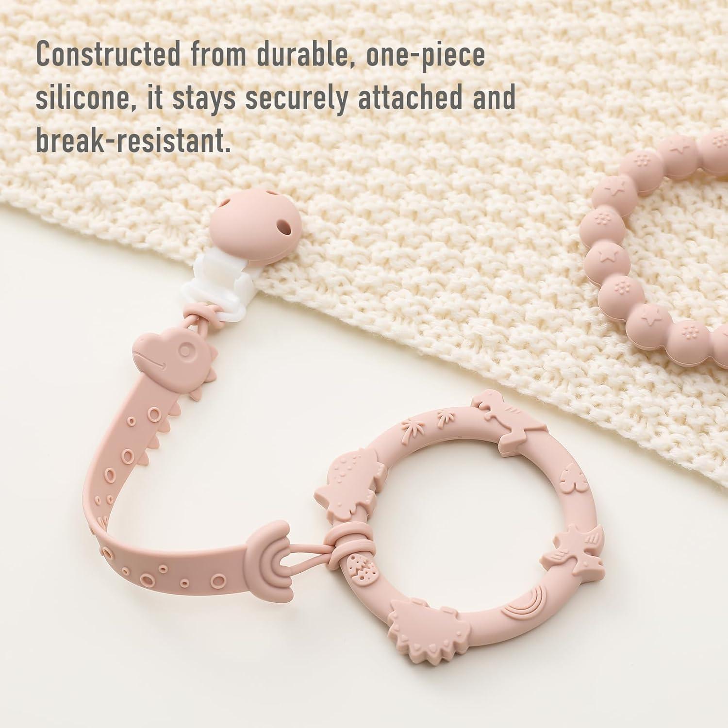 Clip de Chupete de Silicona 4 Pcs YI2307 Marfil y Azul Bebé