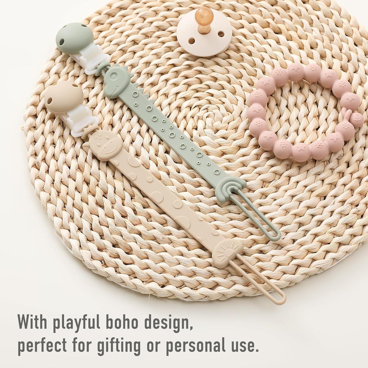 Clip de Chupete de Silicona 4 Pcs YI2307 Marfil y Azul Bebé