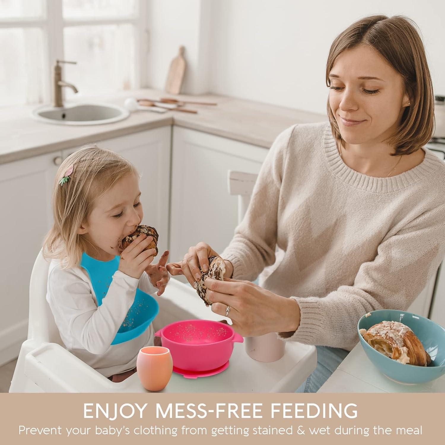 Babero de Silicona Sperric Verde/Azul con Recogedor Impermeable