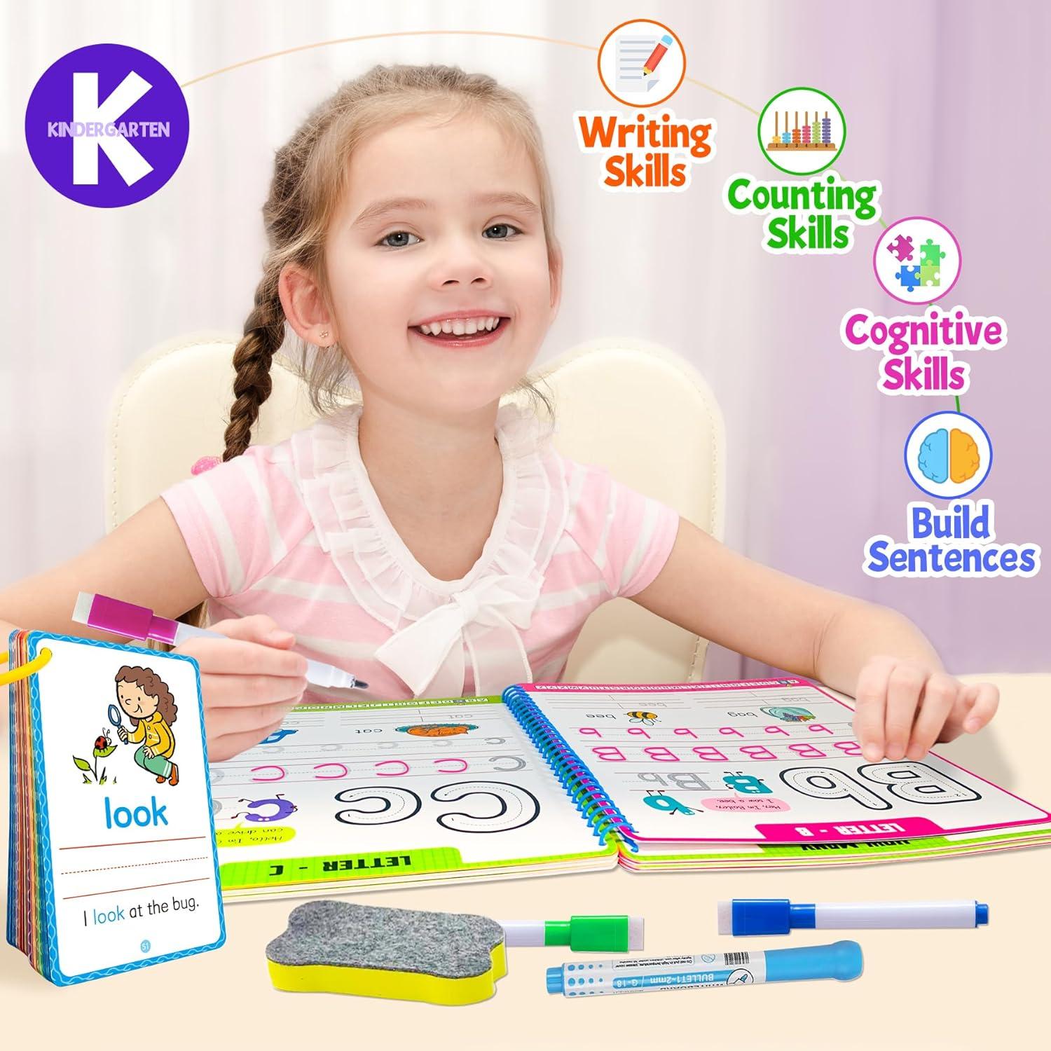 Cuaderno de Trabajo Preescolar HOQEEWIPE - 60 Tarjetas Reutilizables