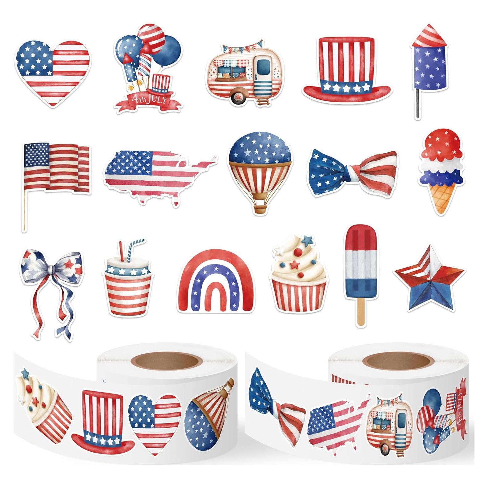 Pegatinas Patrióticas 4 de Julio CNhoqc - 1000 Piezas, 16 Diseños