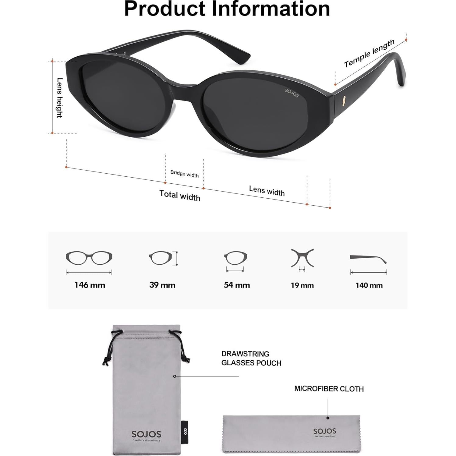 Gafas de sol polarizadas SOJOS SJ2608 retro ovaladas UV400