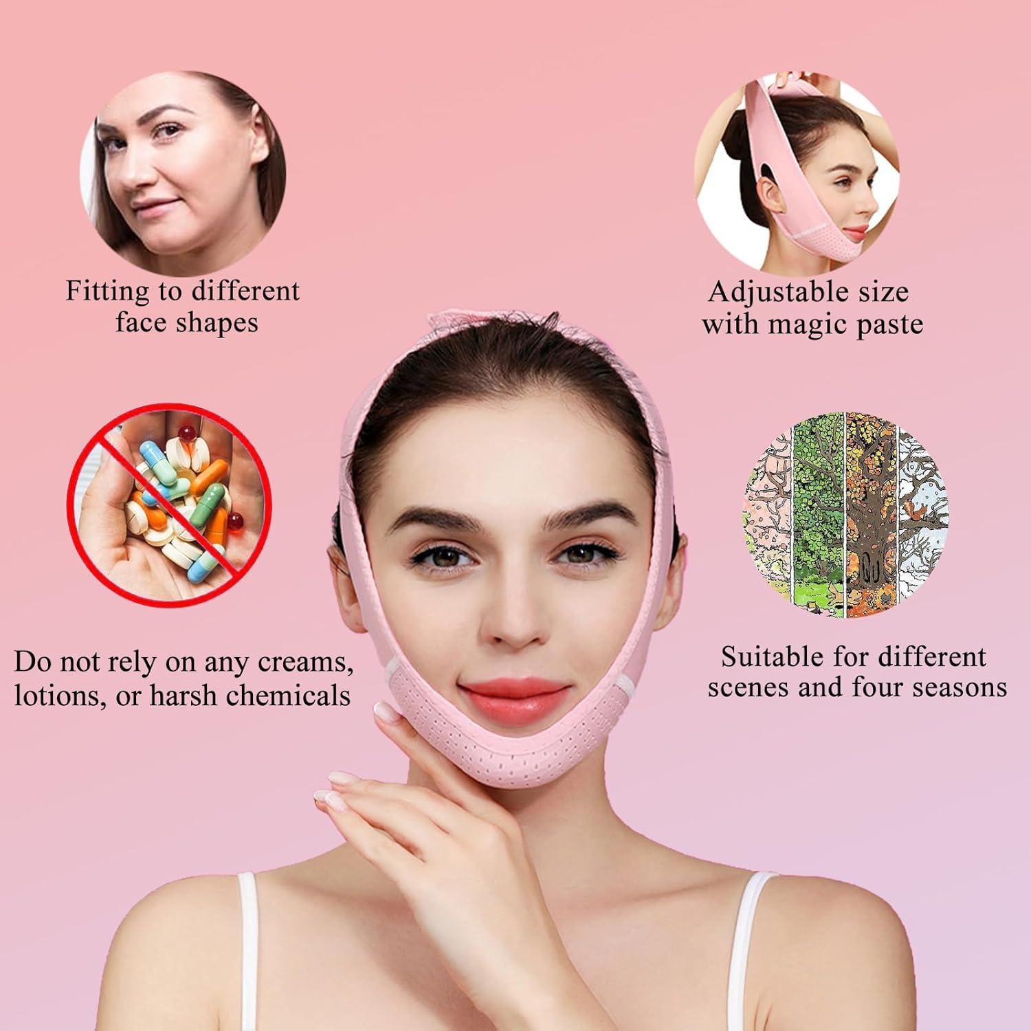 Cinta Reutilizable para Doble Mentón JANMISI Rosa 3 en 1