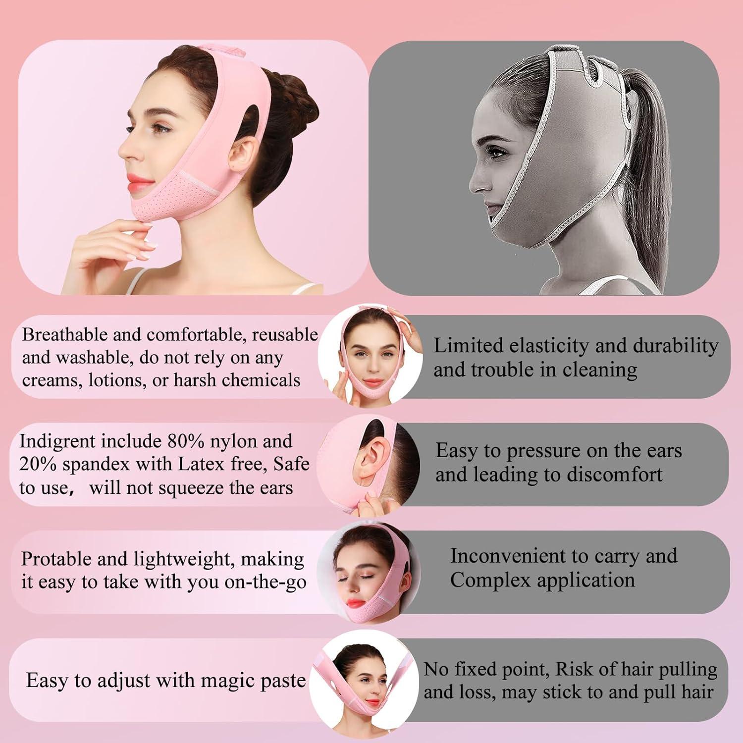 Cinta Reutilizable para Doble Mentón JANMISI Rosa 3 en 1