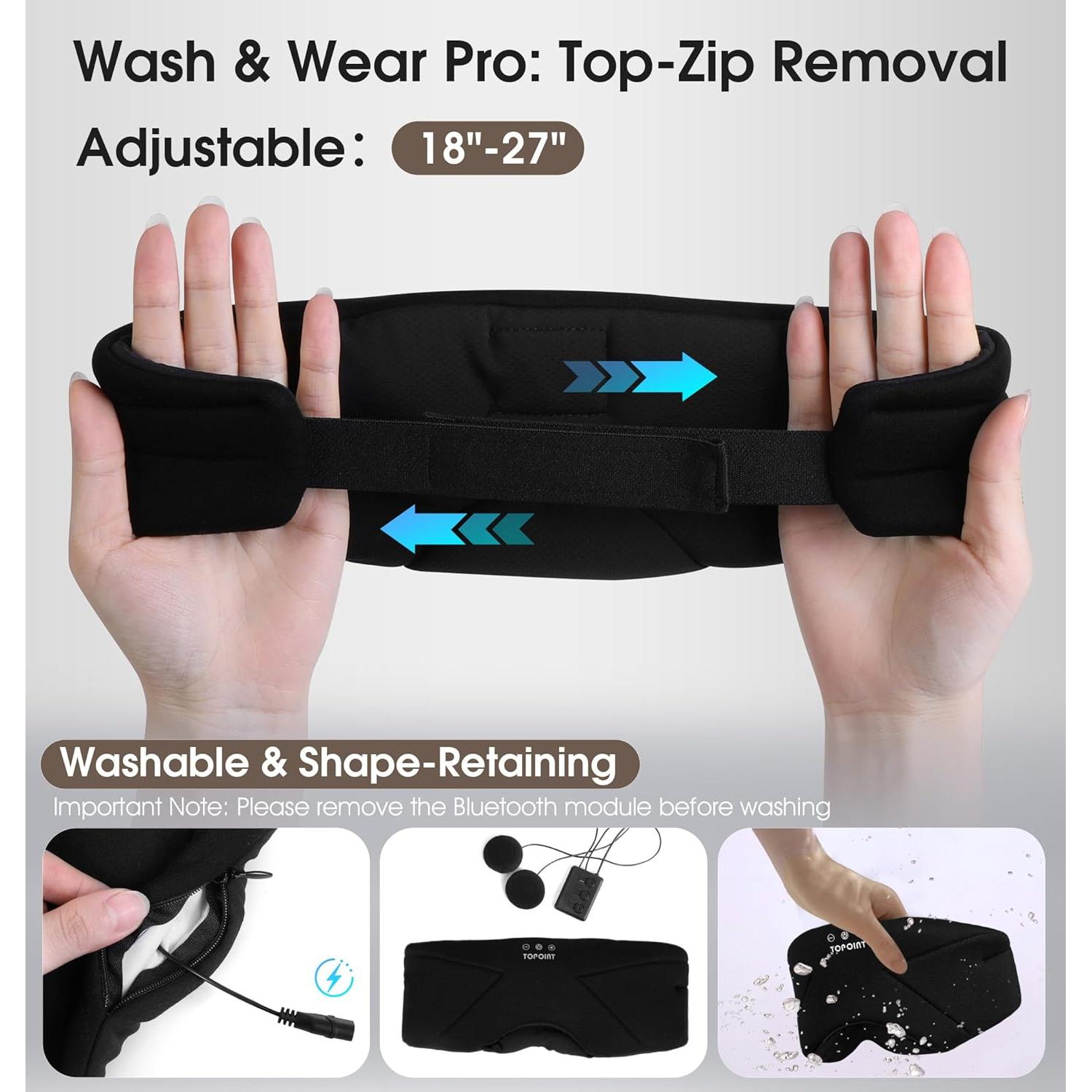 Máscara para dormir Bluetooth TOPOINT con auriculares HD