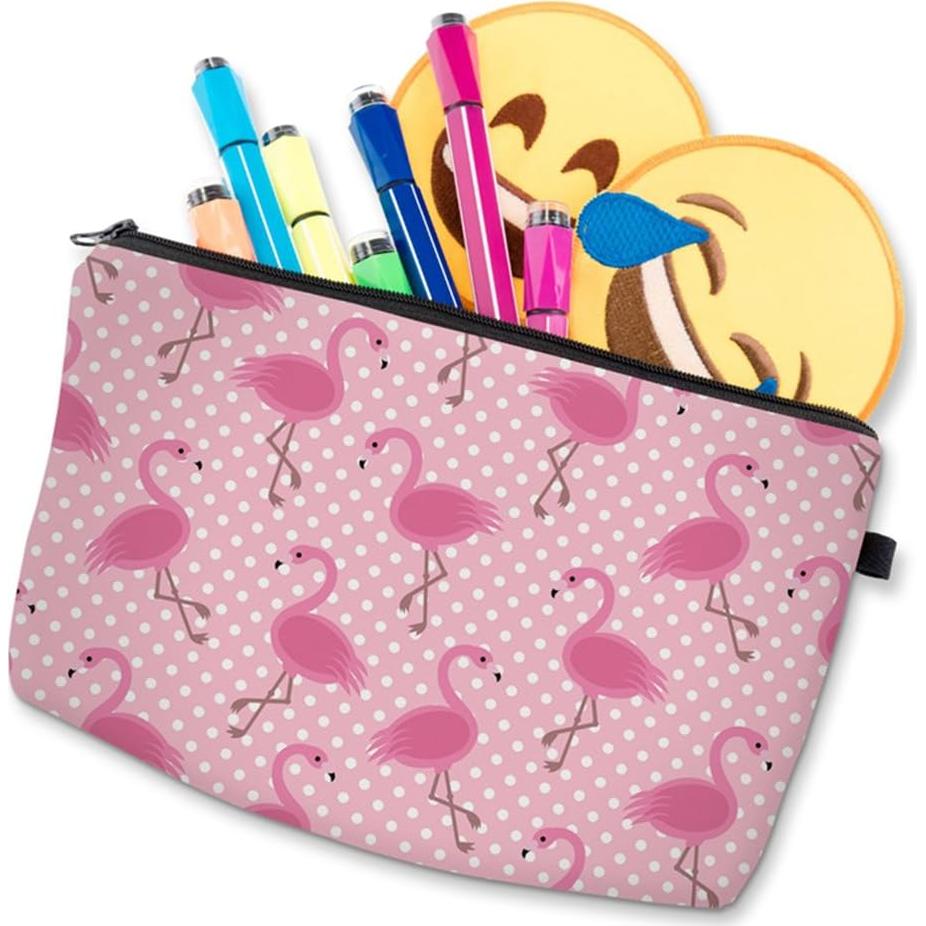 Bolsa Cosmética 3Pcs Deanfun 3D Impresa para Mujeres - Flamingos