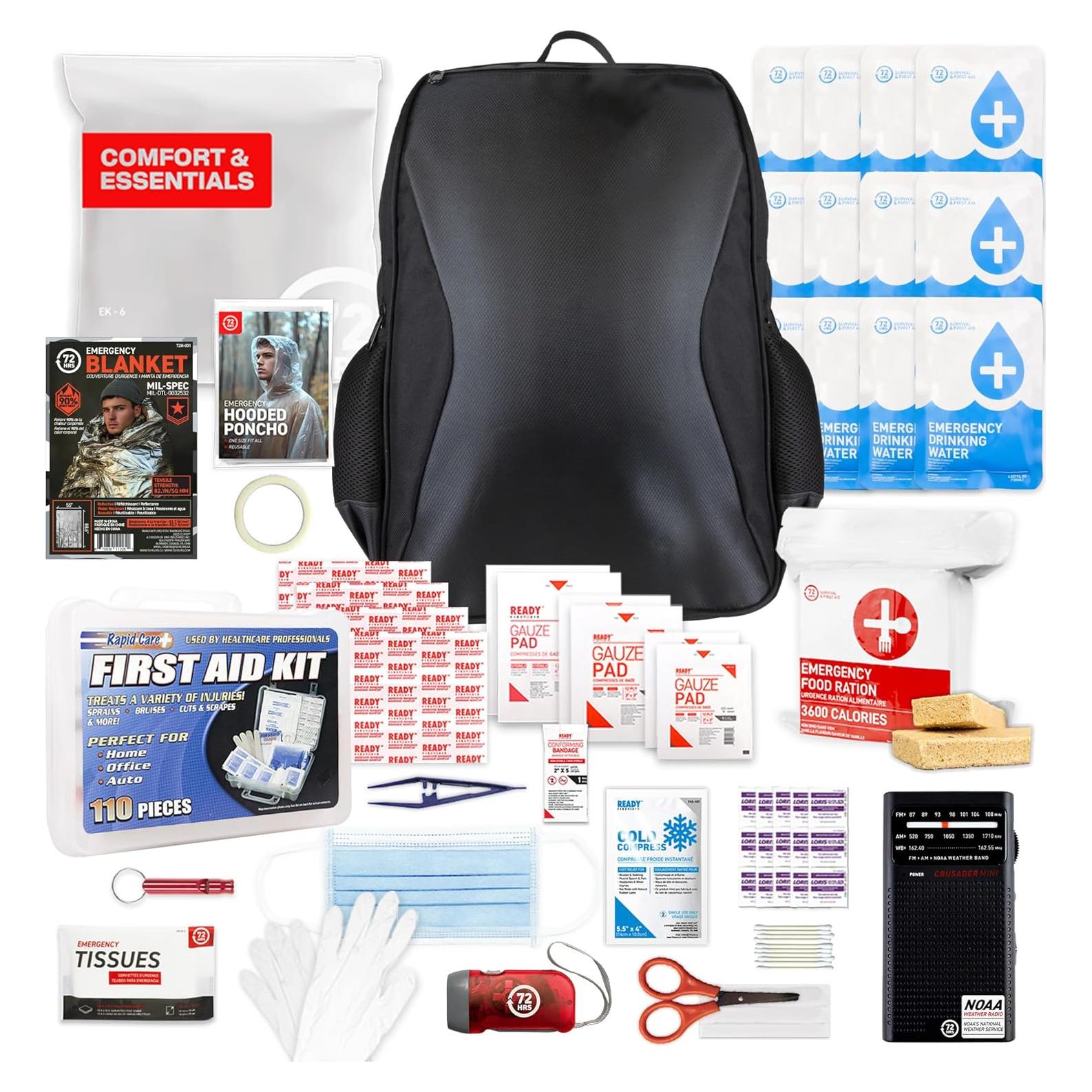 Kit de Supervivencia 72 HRS 1 Persona Negro - Emergencia Completo