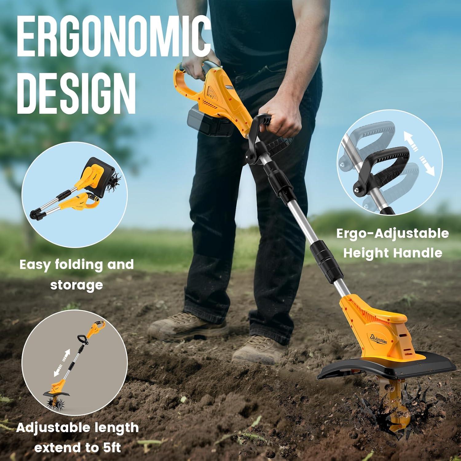 Cultivador Inalámbrico DEJUNPIOOL 500W 23.1cm Amarillo Negro