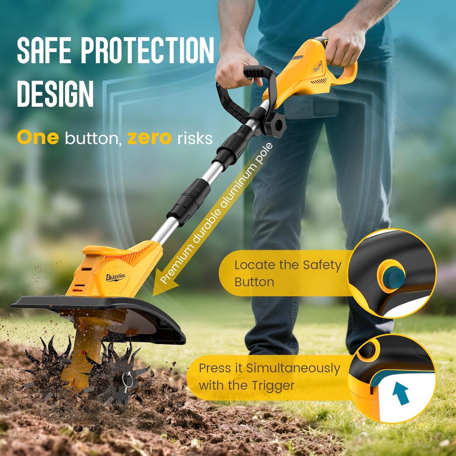 Cultivador Inalámbrico DEJUNPIOOL 500W 23.1cm Amarillo Negro