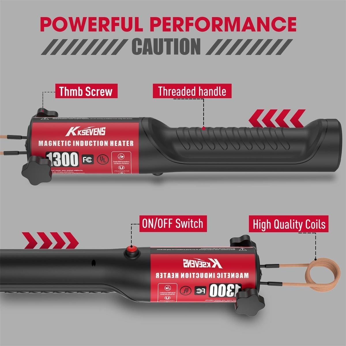 Calentador de Inducción KKSEVENS 1300W con 10 Bobinas - Rojo