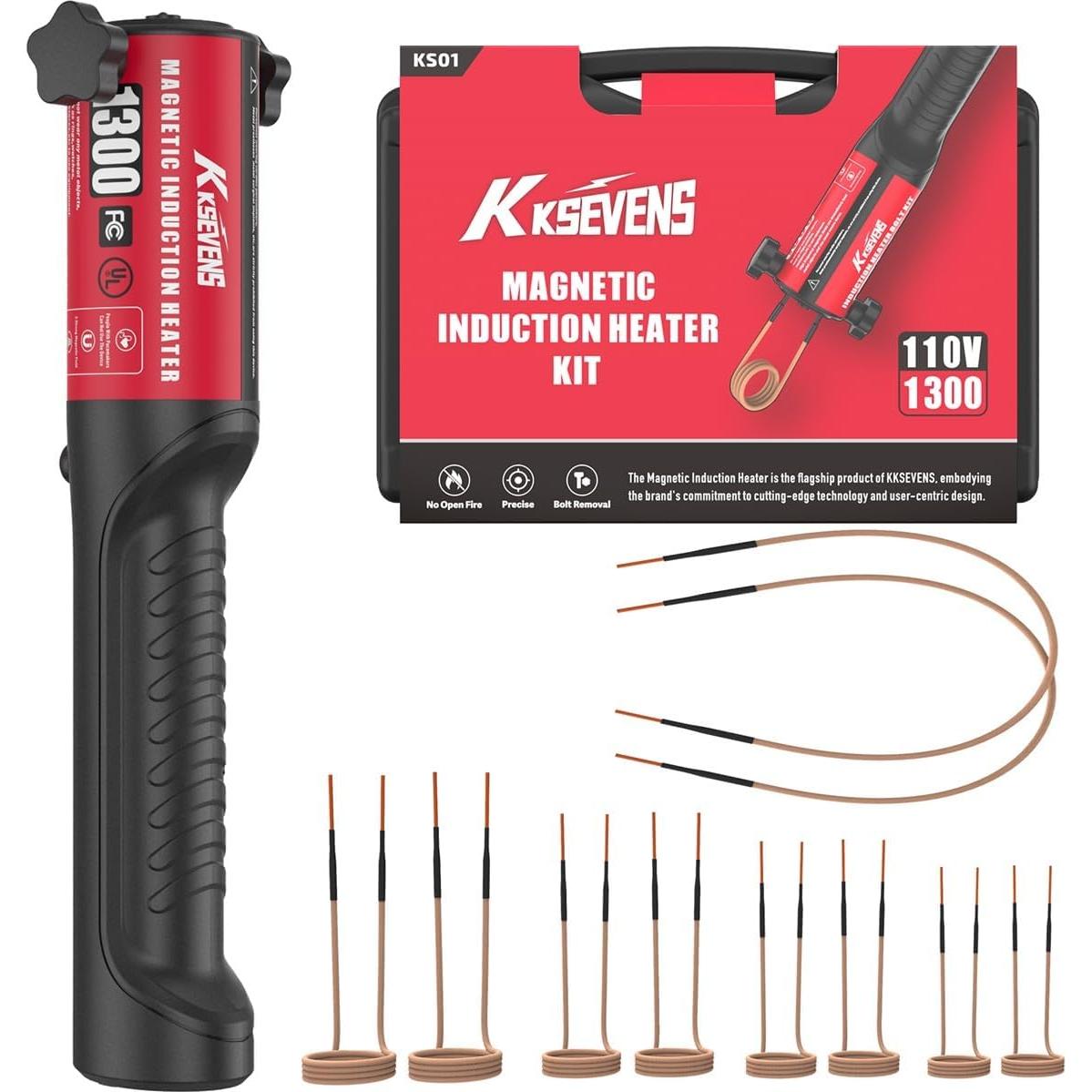 Calentador de Inducción KKSEVENS 1300W con 10 Bobinas - Rojo