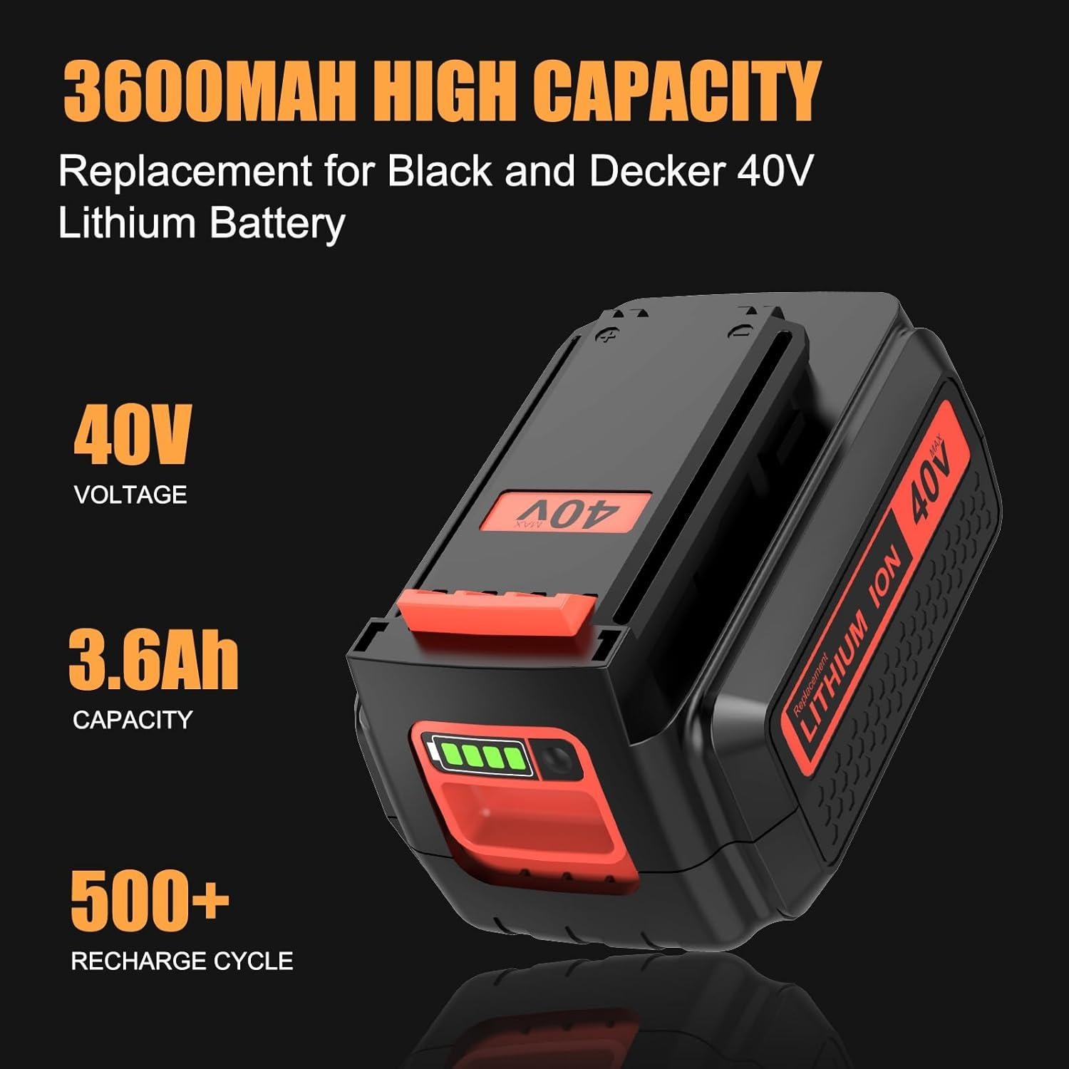 Batería de Reemplazo 3600mAh 40V Black and Decker Amarillo
