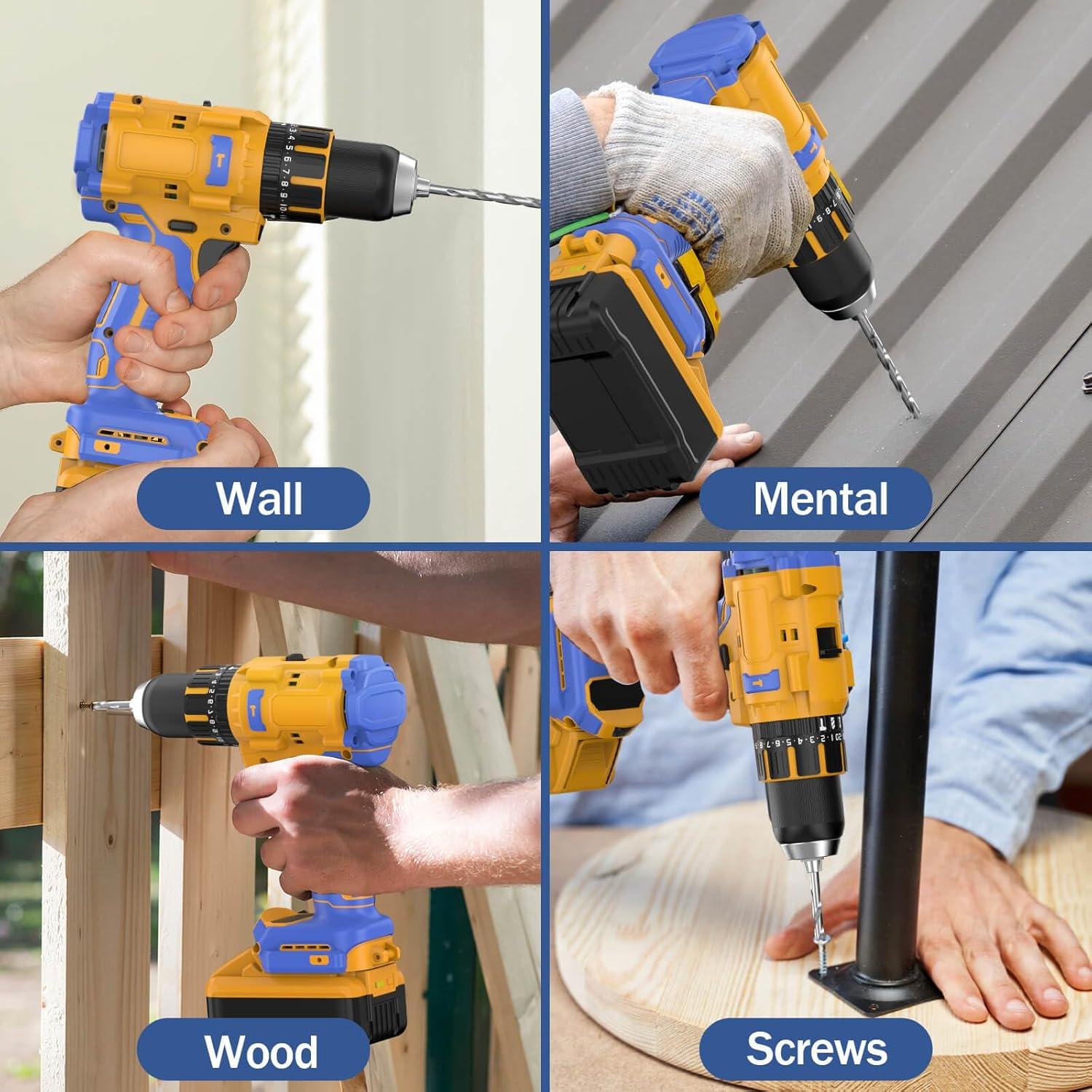 Taladro de Percusión Inalámbrico Bandeiman 20V Max - Motor Sin Escobillas, 1/2" Chuck, Luz LED