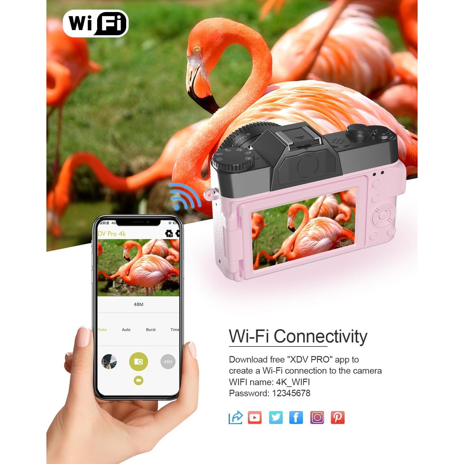 Cámara Digital VJIANGER W02 4K 56MP con WiFi y Zoom 16X