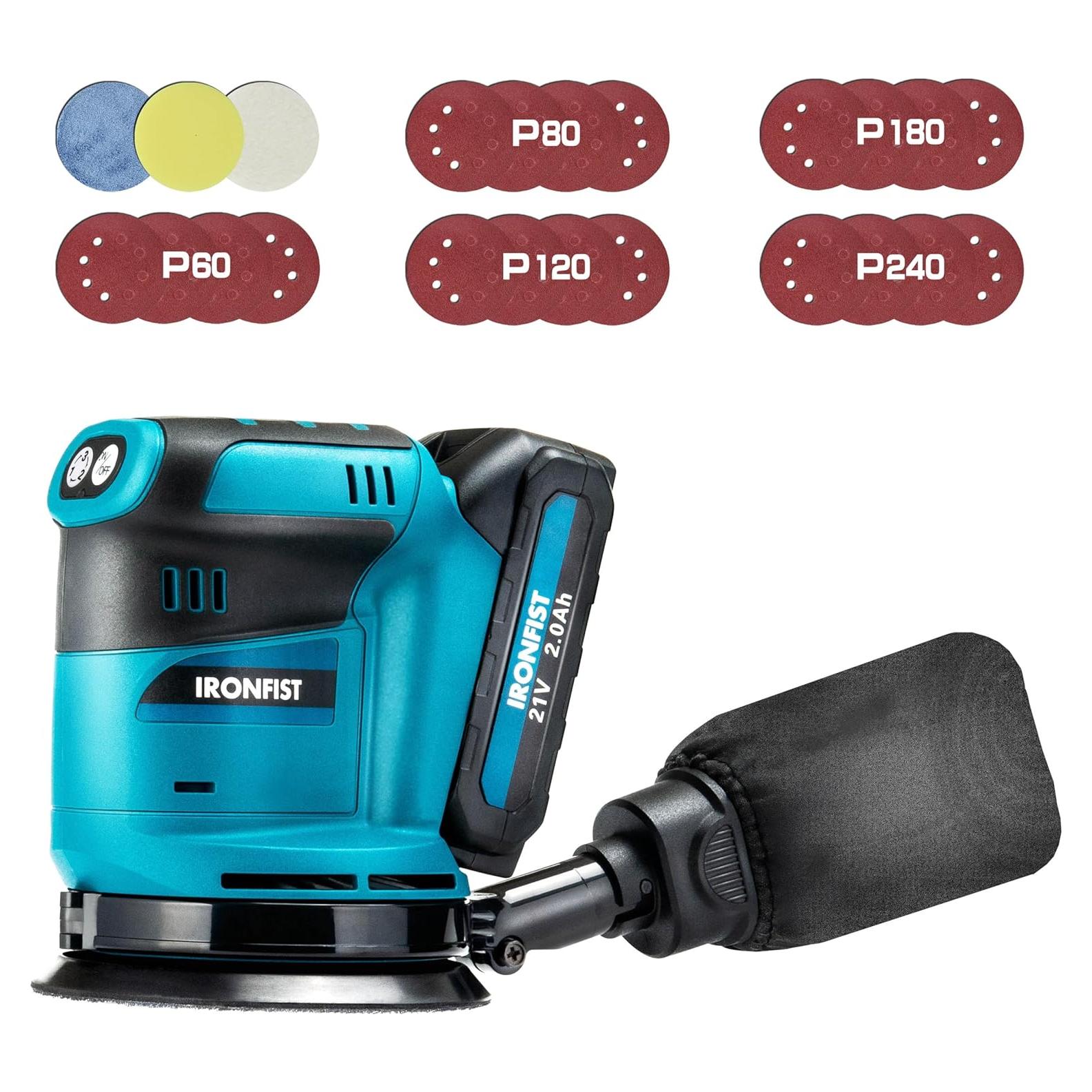 Lijadora Orbital Aleatoria IRONFIST 21V 3 Velocidades 125mm