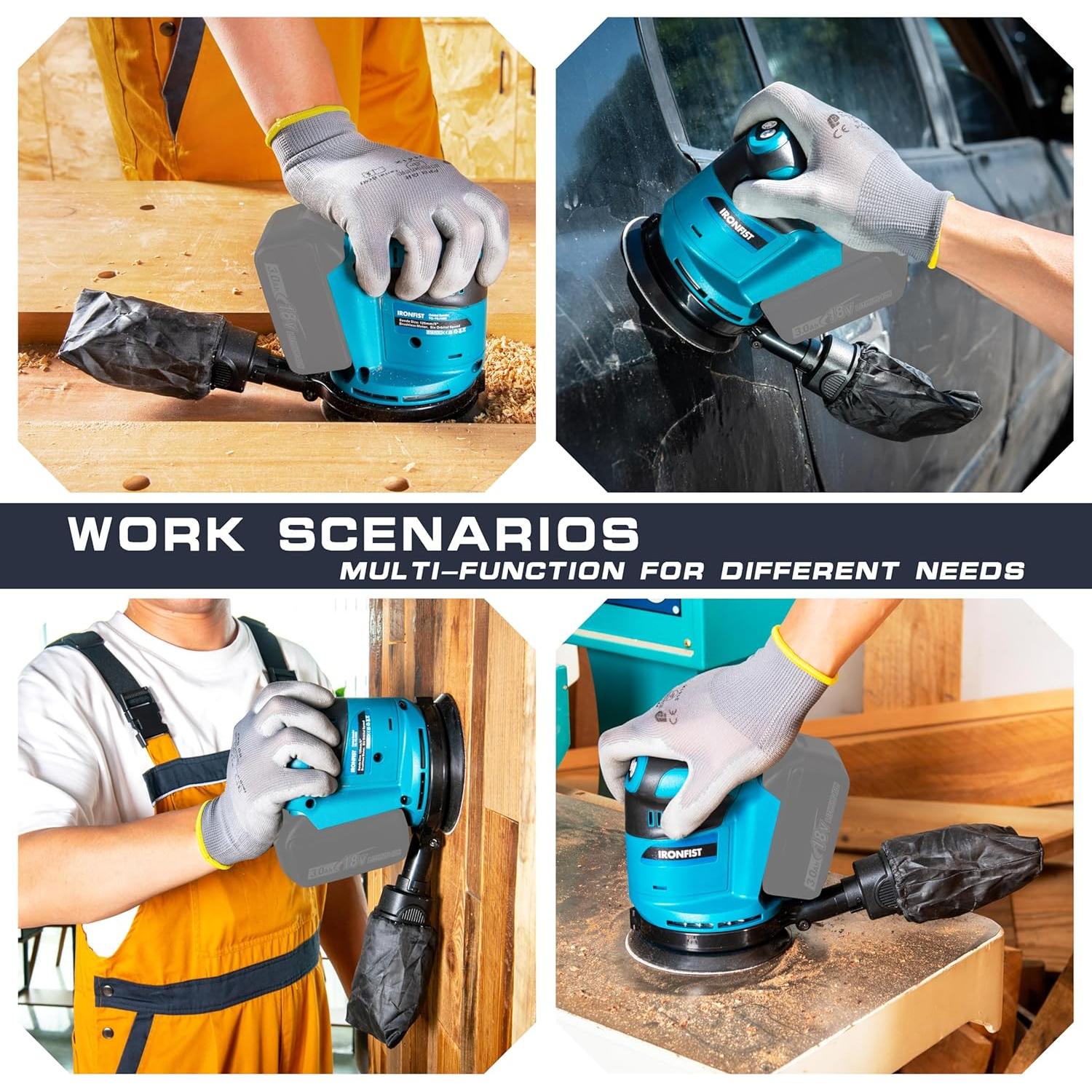 Lijadora Orbital Aleatoria IRONFIST 21V 3 Velocidades 125mm