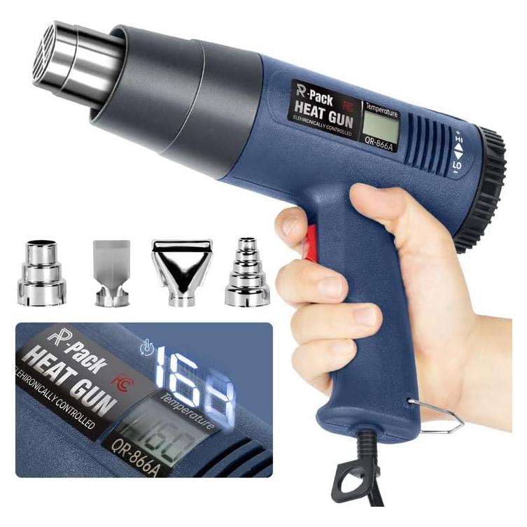 Pistola de Calor 1800W R-PACK 866A Digital 50-649°C 4 Boquillas