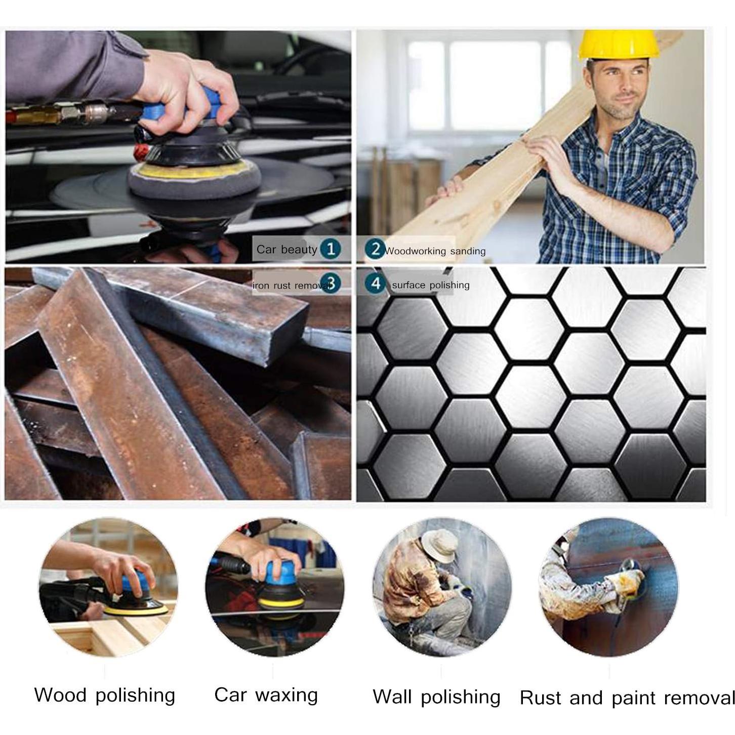 Lijadora Orbital Neumática HUAXIU 5" Doble Acción Azul