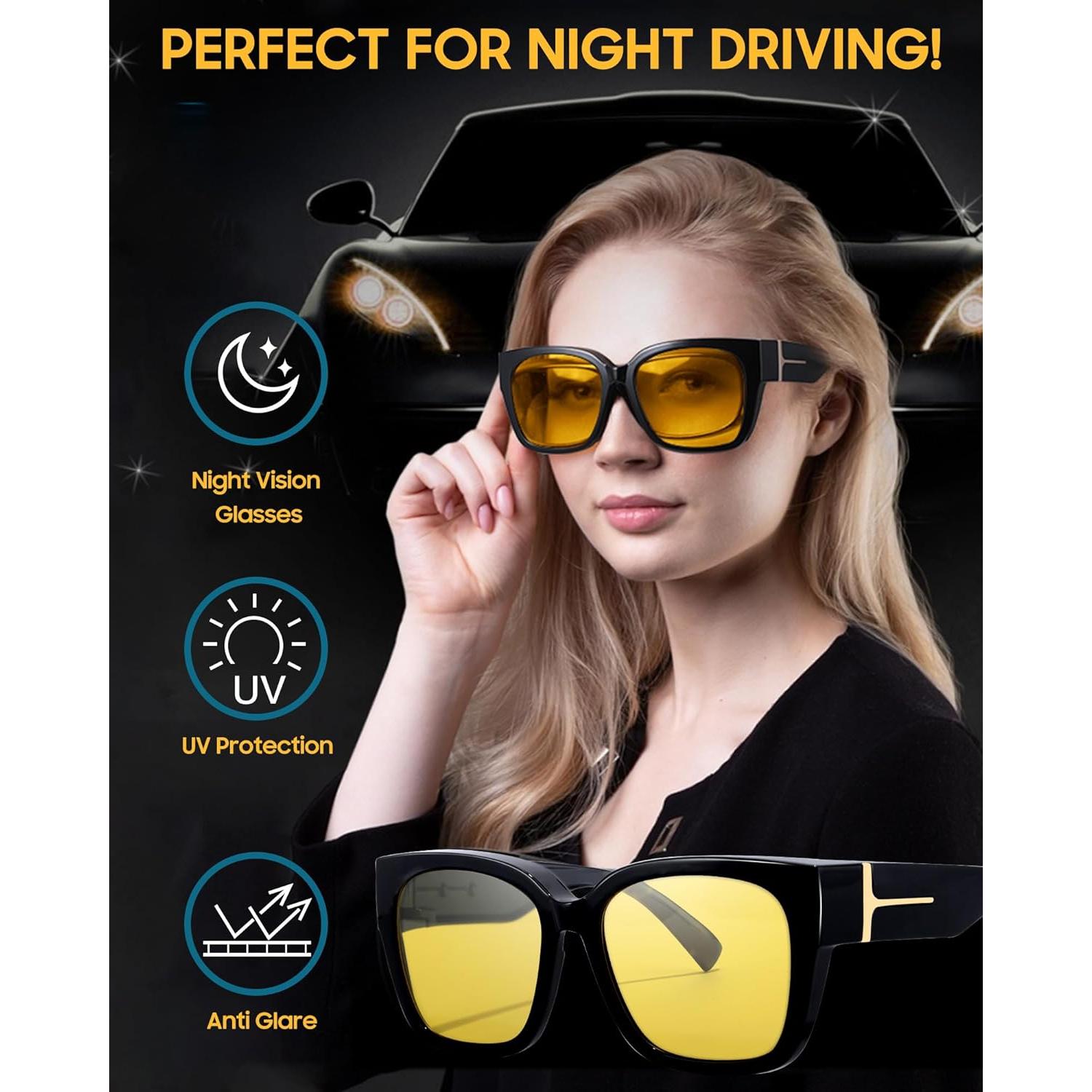 Gafas de Visión Nocturna LVIOE Polarizadas Amarillas para Mujeres