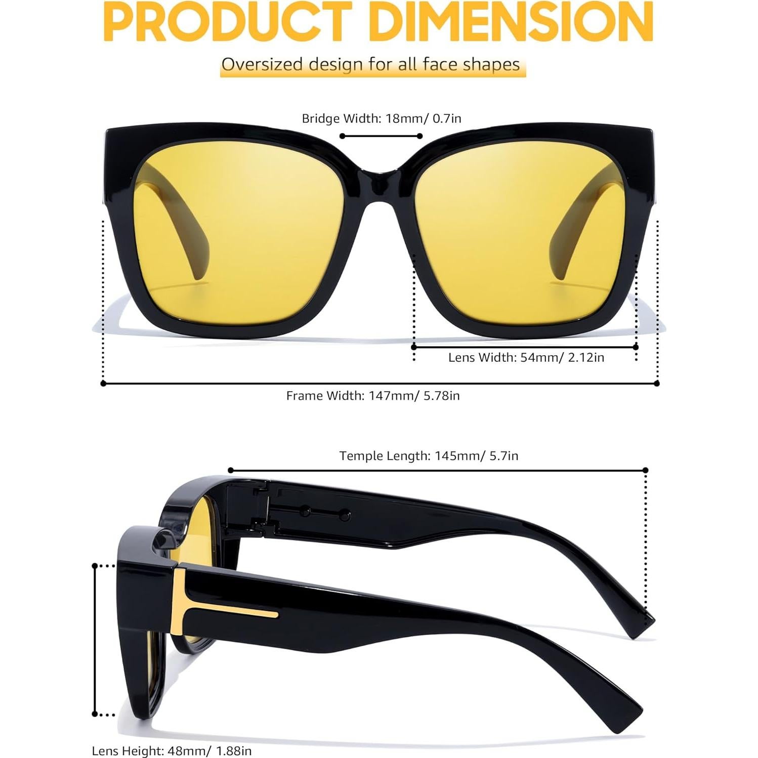 Gafas de Visión Nocturna LVIOE Polarizadas Amarillas para Mujeres