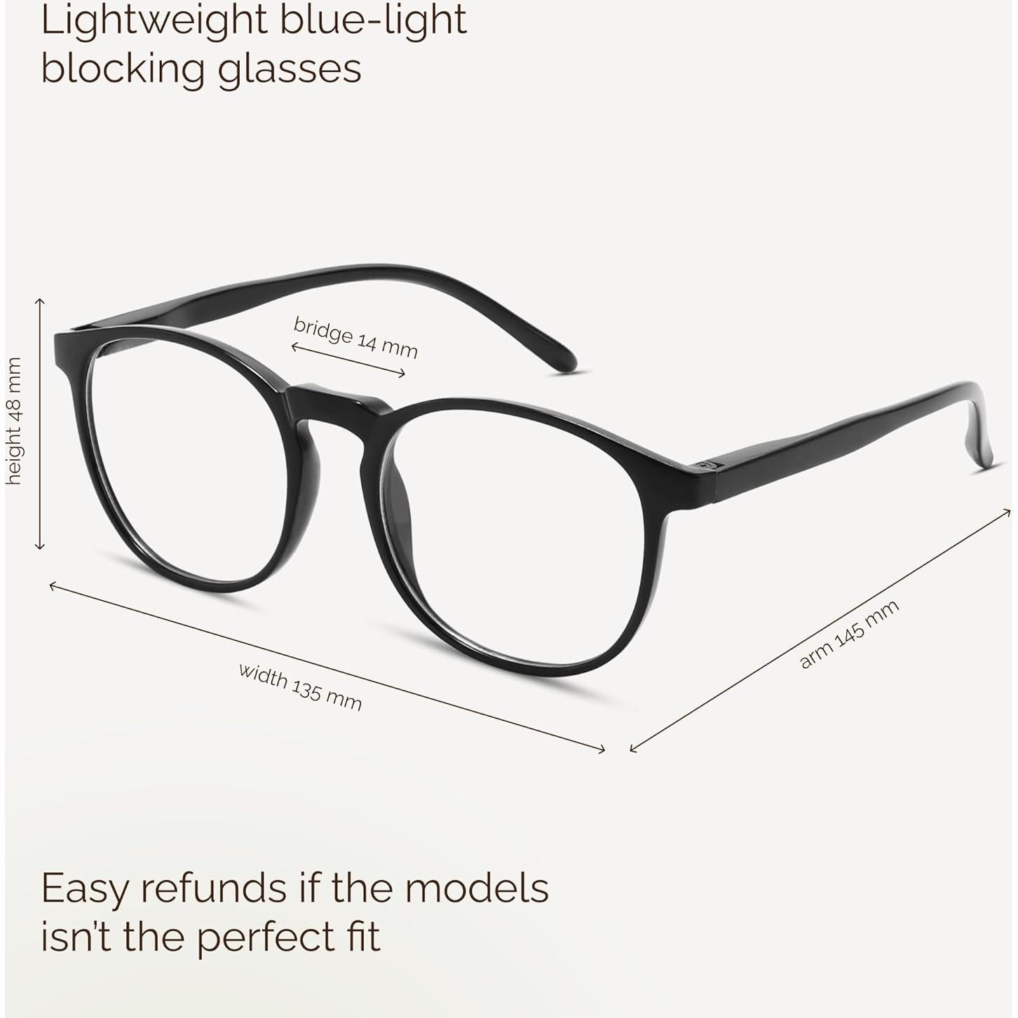 Gafas de luz azul IBOANN unisex UV400, 2 unidades, negro y ámbar