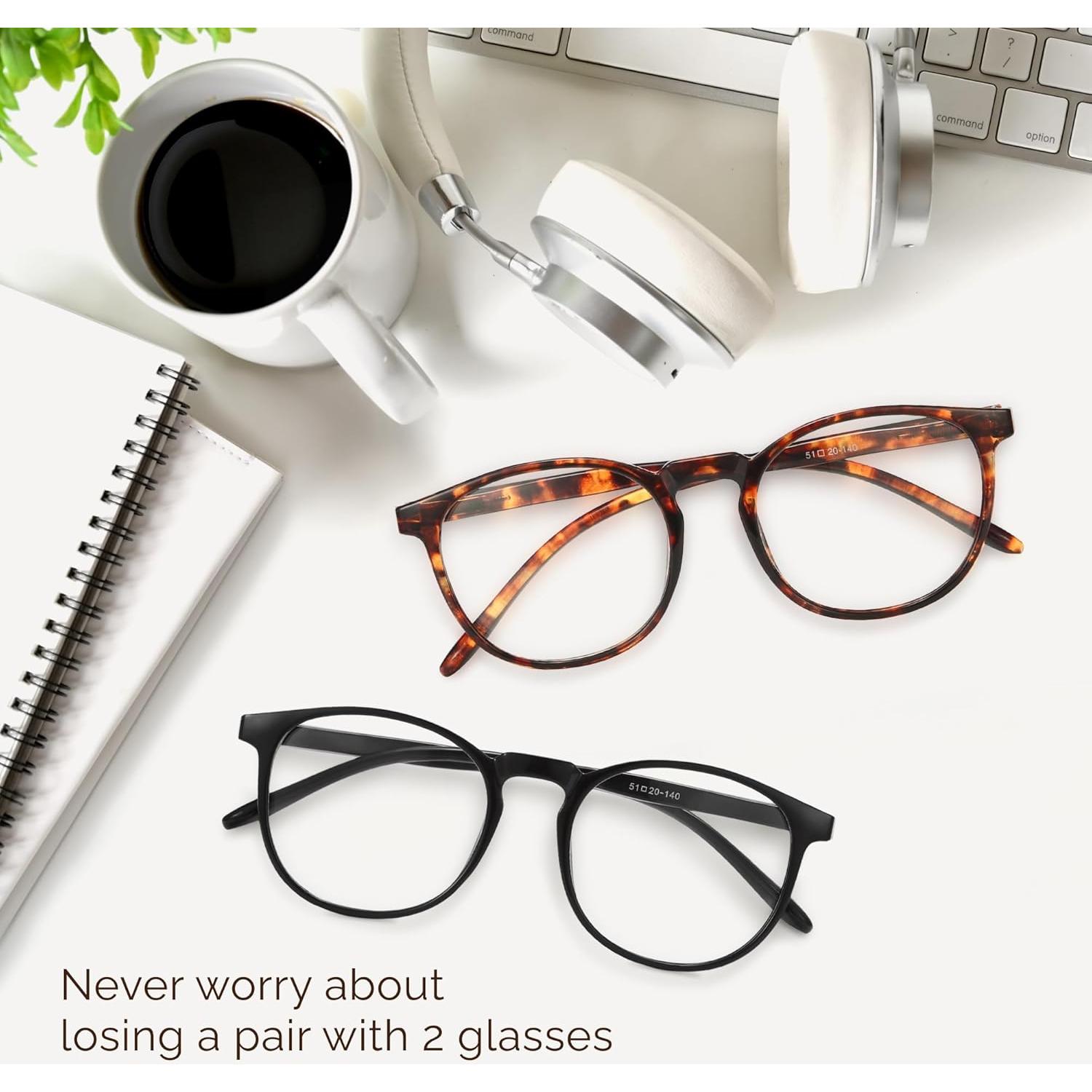 Gafas de luz azul IBOANN unisex UV400, 2 unidades, negro y ámbar