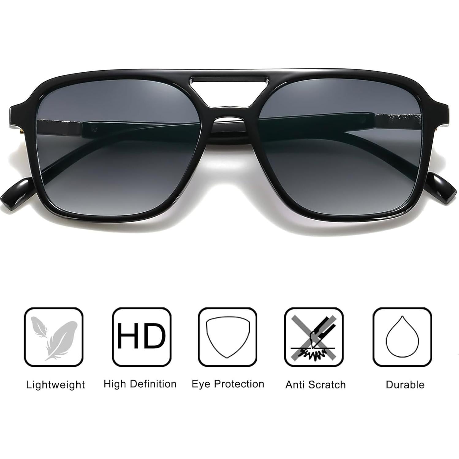 Gafas de sol unisex AISSWZBER UV400 marco ligero negro