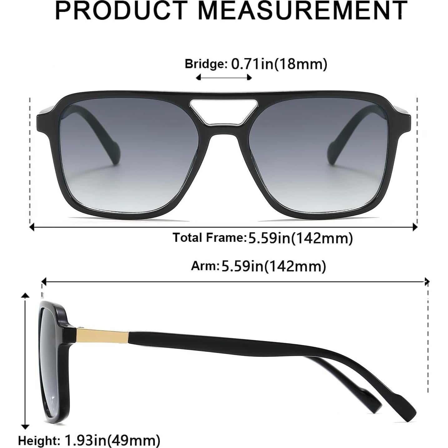 Gafas de sol unisex AISSWZBER UV400 marco ligero negro