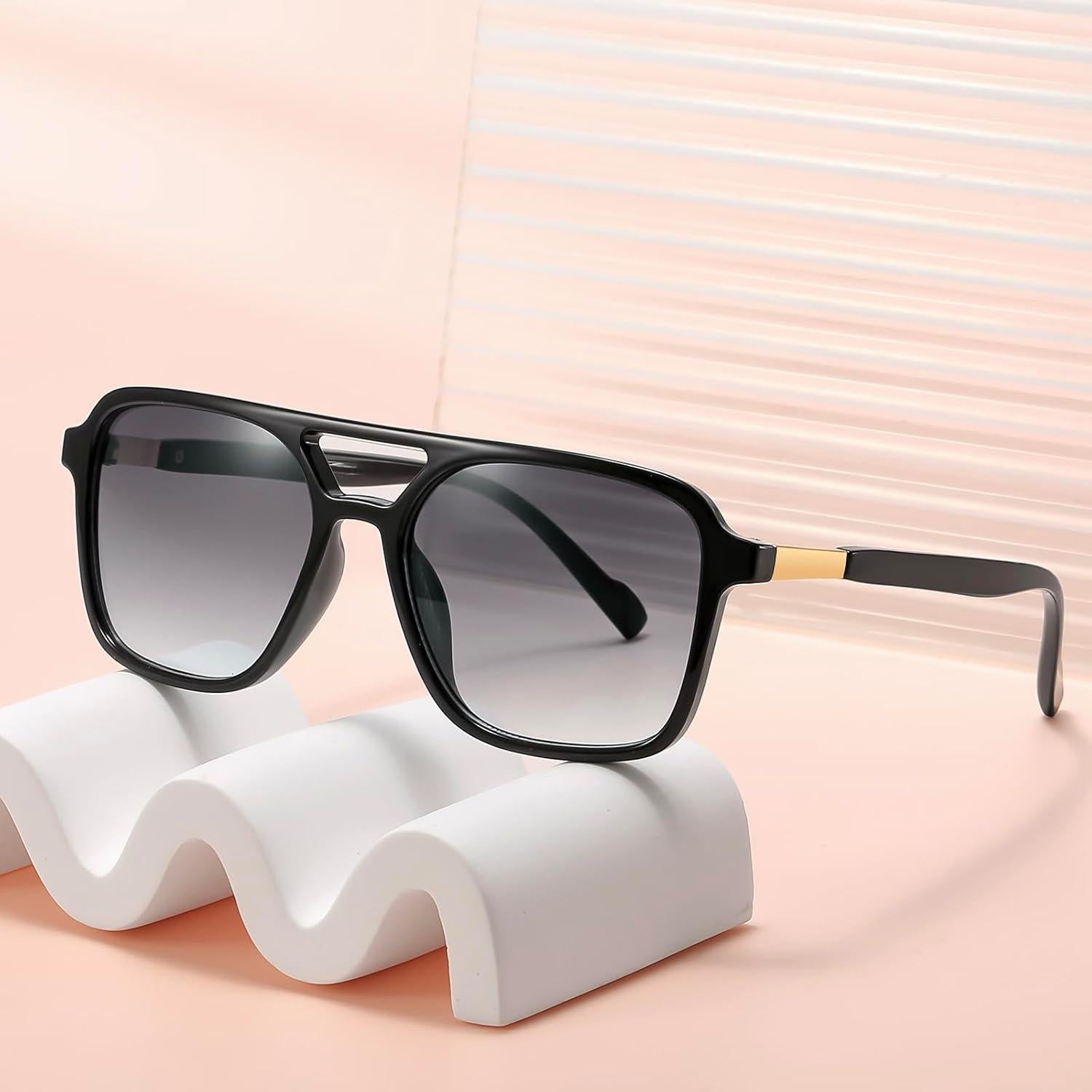 Gafas de sol unisex AISSWZBER UV400 marco ligero negro