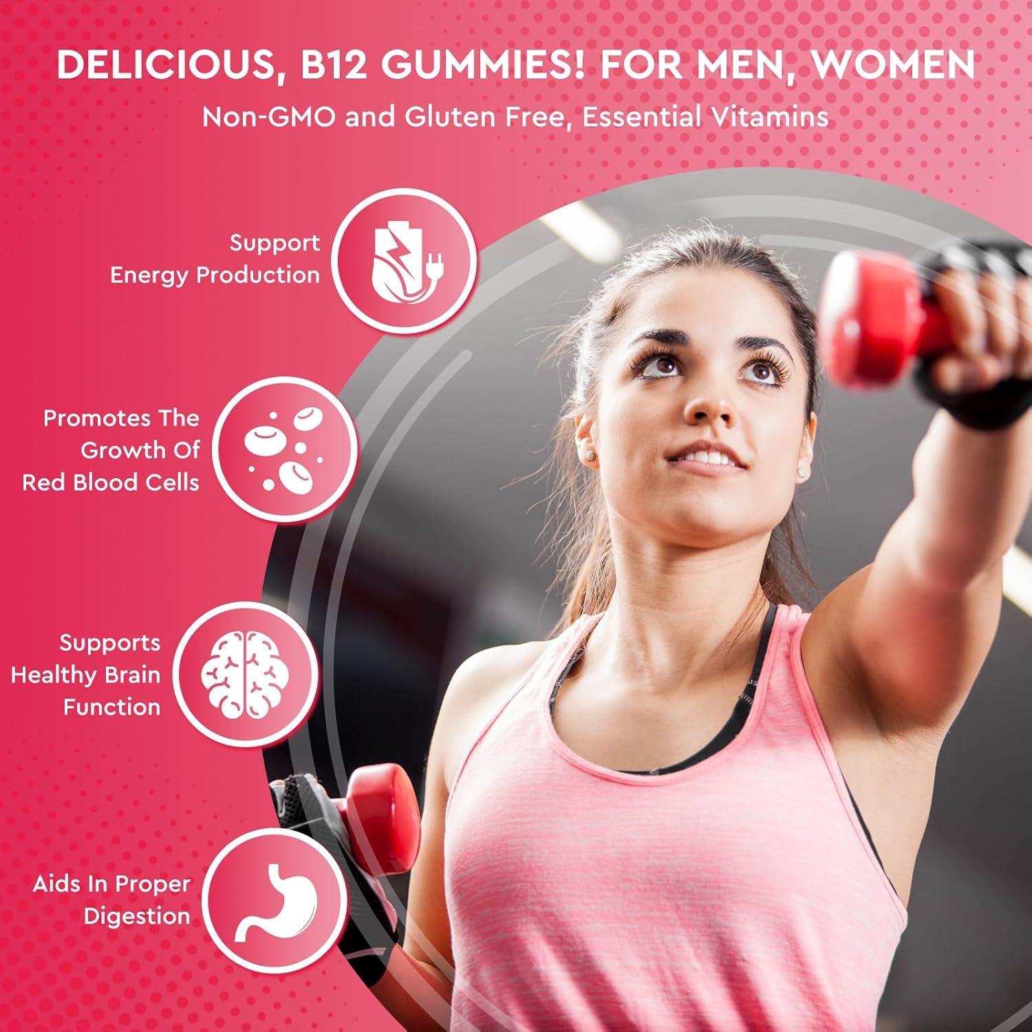 Gomitas de Vitamina B12 ReviNutra 5000 mcg Cereza - 60 Unidades