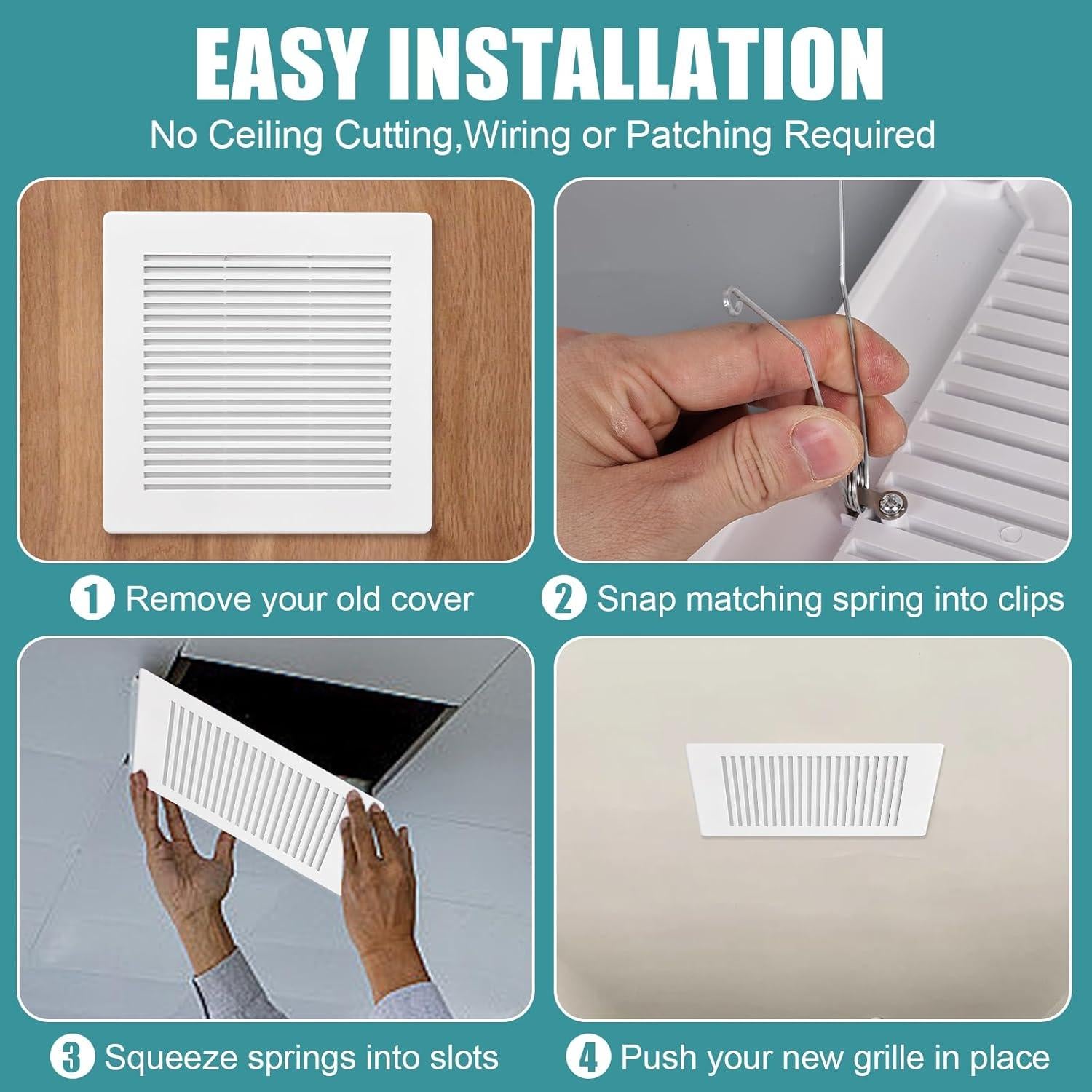 Cubierta de Ventilador Extractor Baño PTLEVYN 23x23 cm Blanco