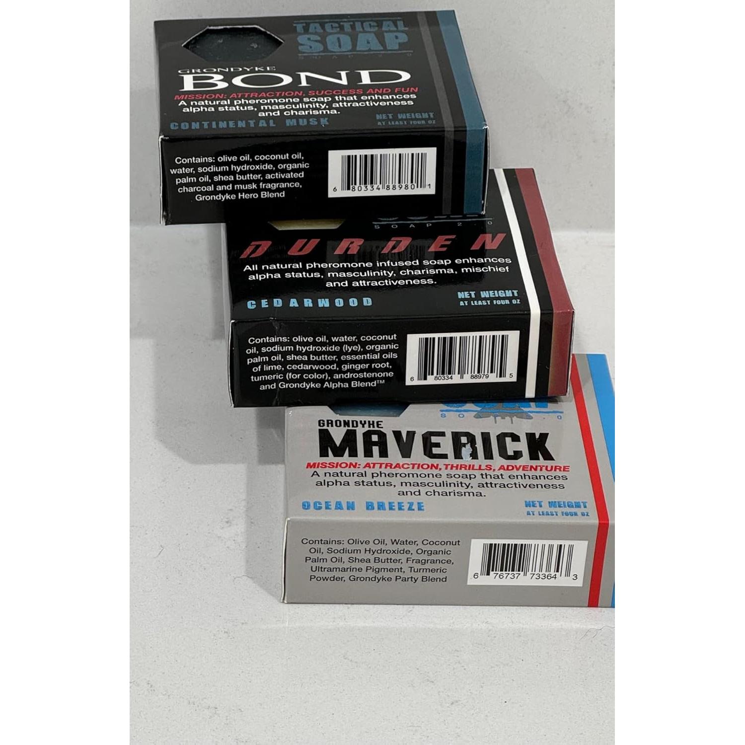 Jabón Táctico Natural Grondyke - 3 Barras con Feromonas