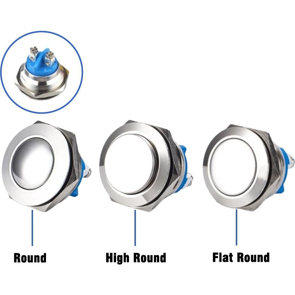 6 Interruptores de Botón Redondo Lhazemu 16mm Impermeables