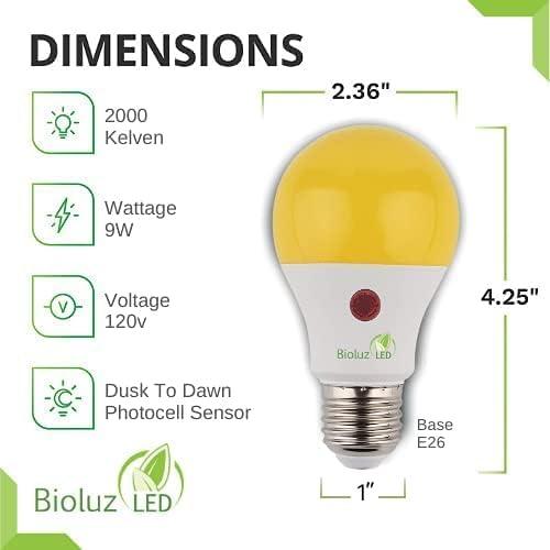 Bombilla LED Bioluz A19 Amarillo 9W Crepúsculo a Amanecer