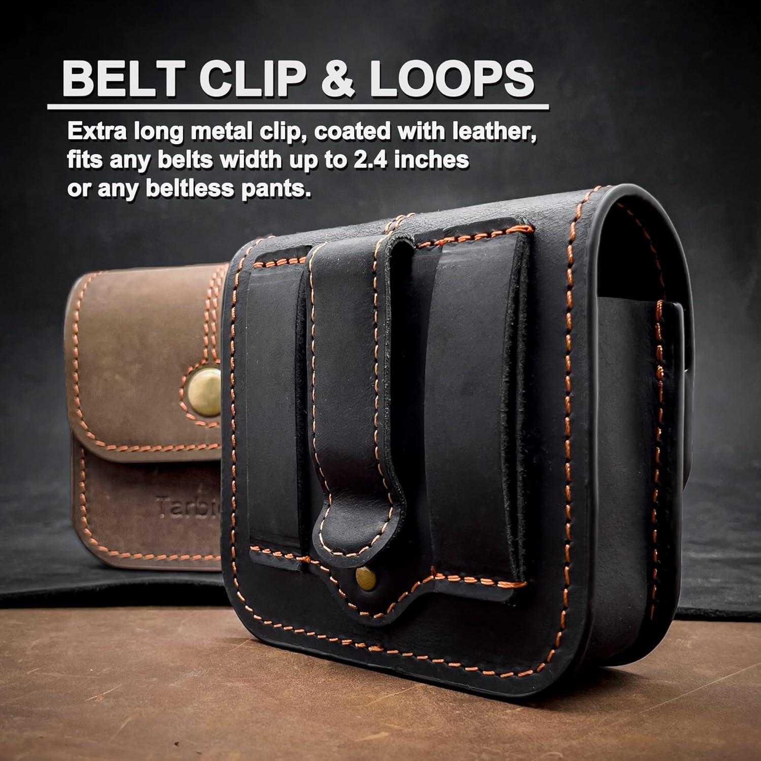 Funda de cuero para teléfono plegable TarbicGear - Negro