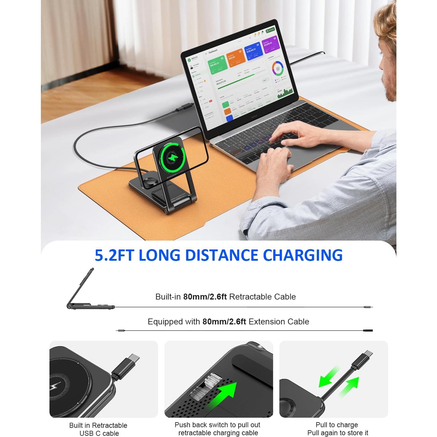 Cargador Inalámbrico 3 en 1 Magnético 15W para Apple