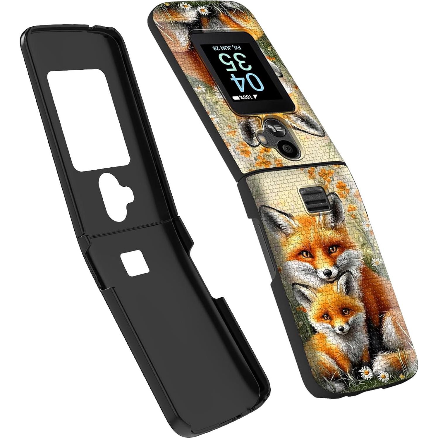 Funda Doble Capa Qindaiwen para TCL Flip 3 T435 2024 - Zorros Lindos