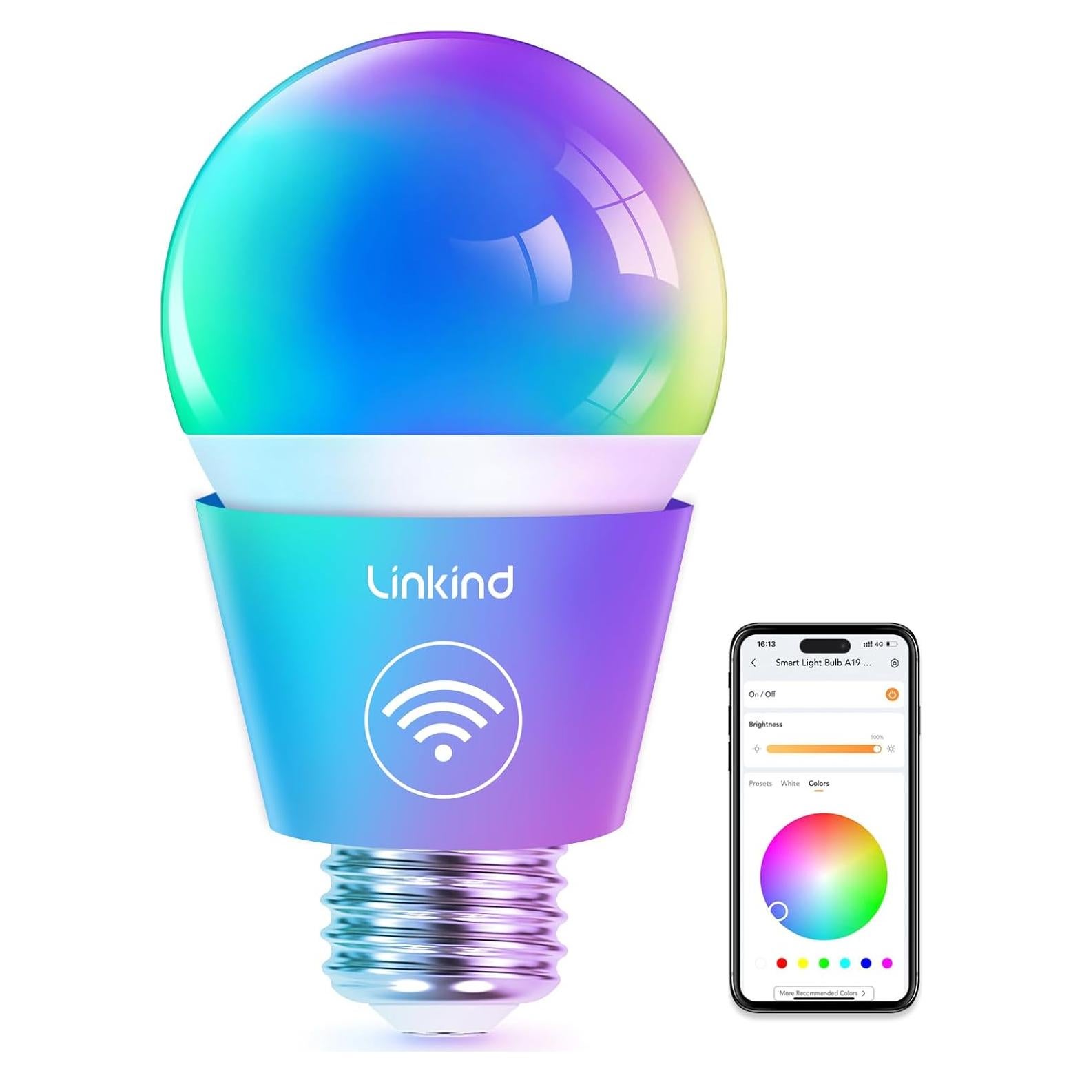 Bombilla Inteligente Linkind A19 WiFi 9W RGBTW Control APP
