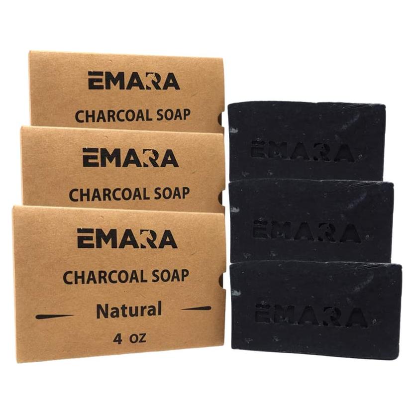Jabón Natural EMARA Vegano 113.4 g - Carbón de Bambú (3-Pack)