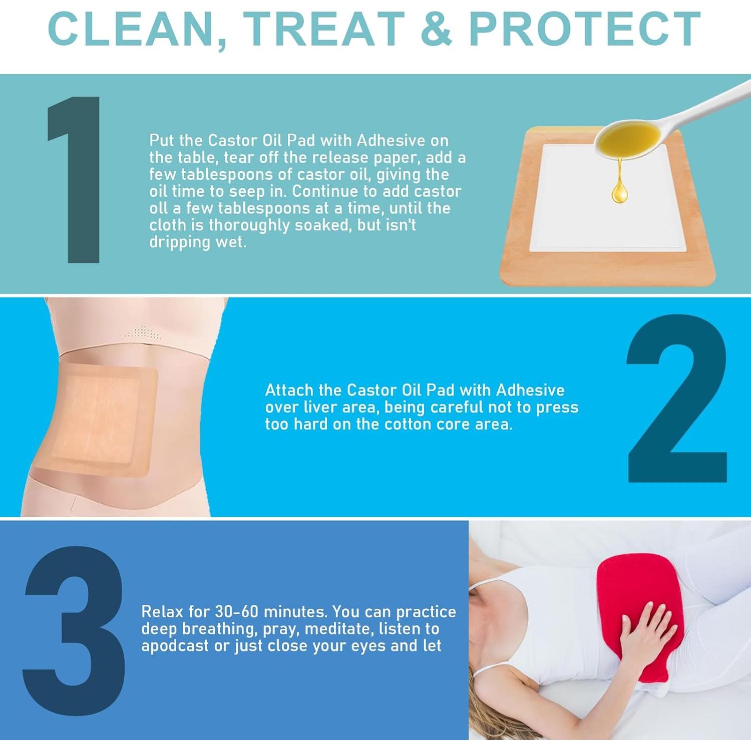 Paquete de 12 Almohadillas de Aceite de Ricino Orgánico 20.1x14cm