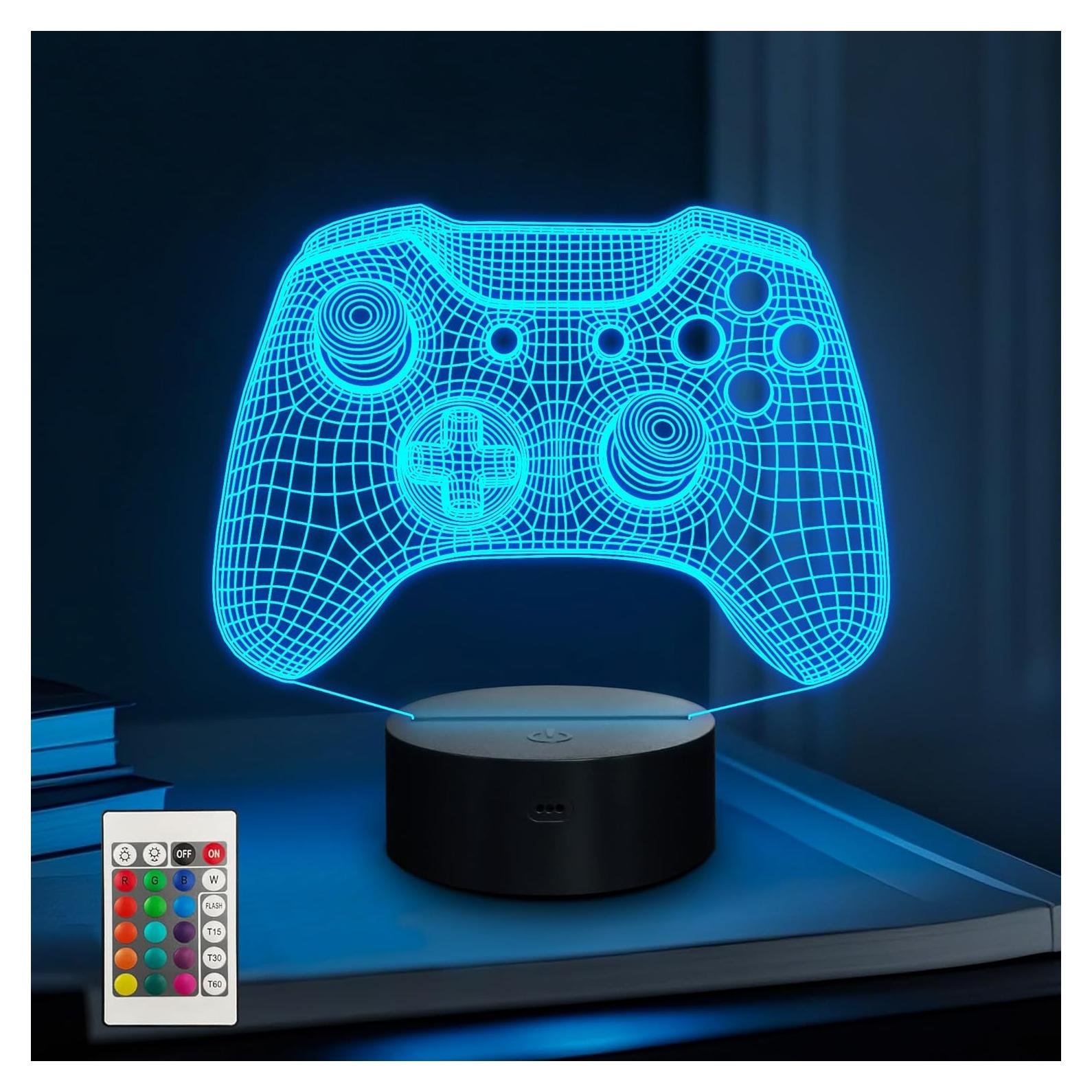 Lámpara Nocturna 3D Gamepad LED Okayera con Control Remoto