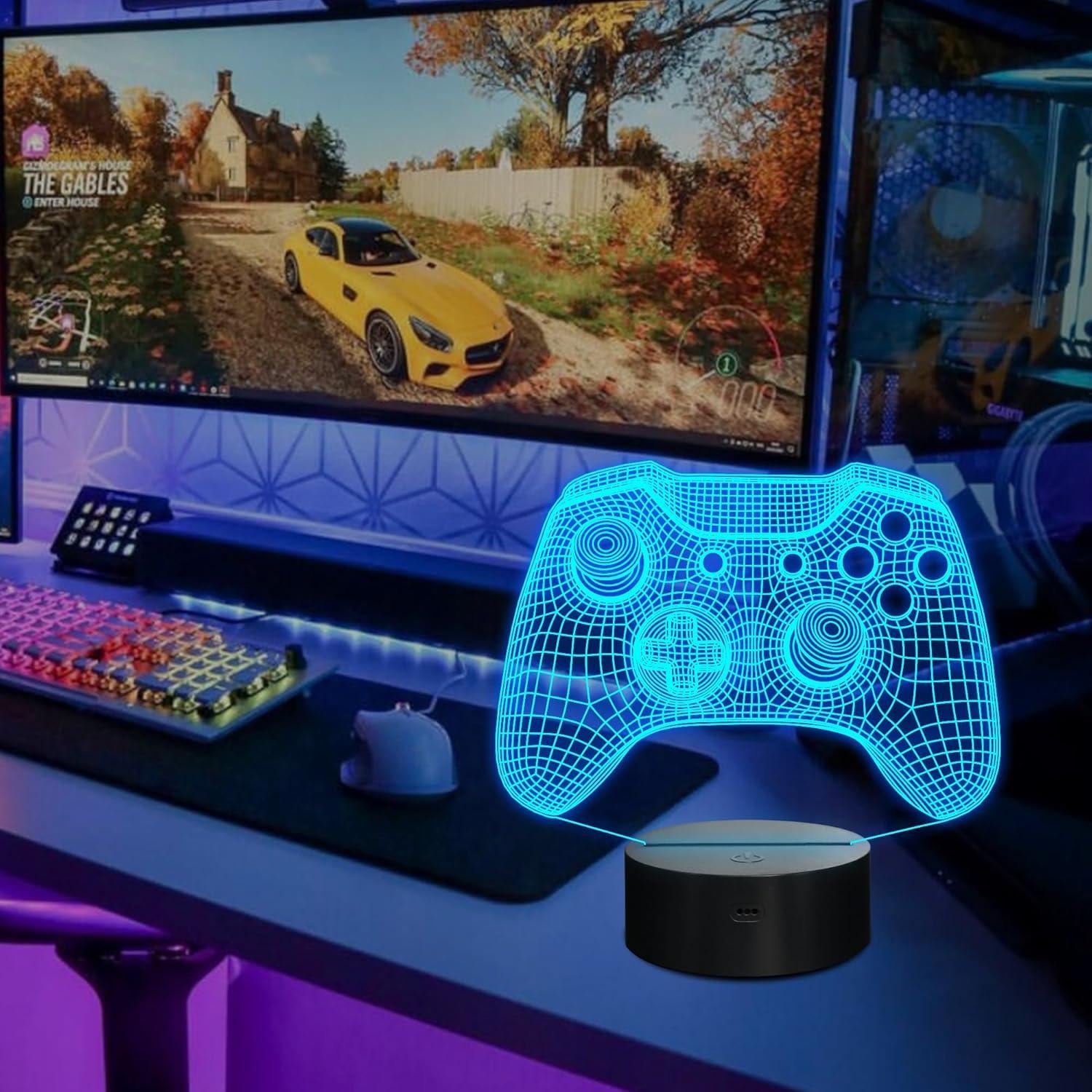 Lámpara Nocturna 3D Gamepad LED Okayera con Control Remoto