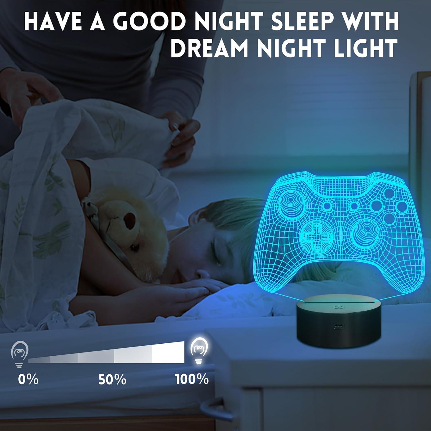 Lámpara Nocturna 3D Gamepad LED Okayera con Control Remoto