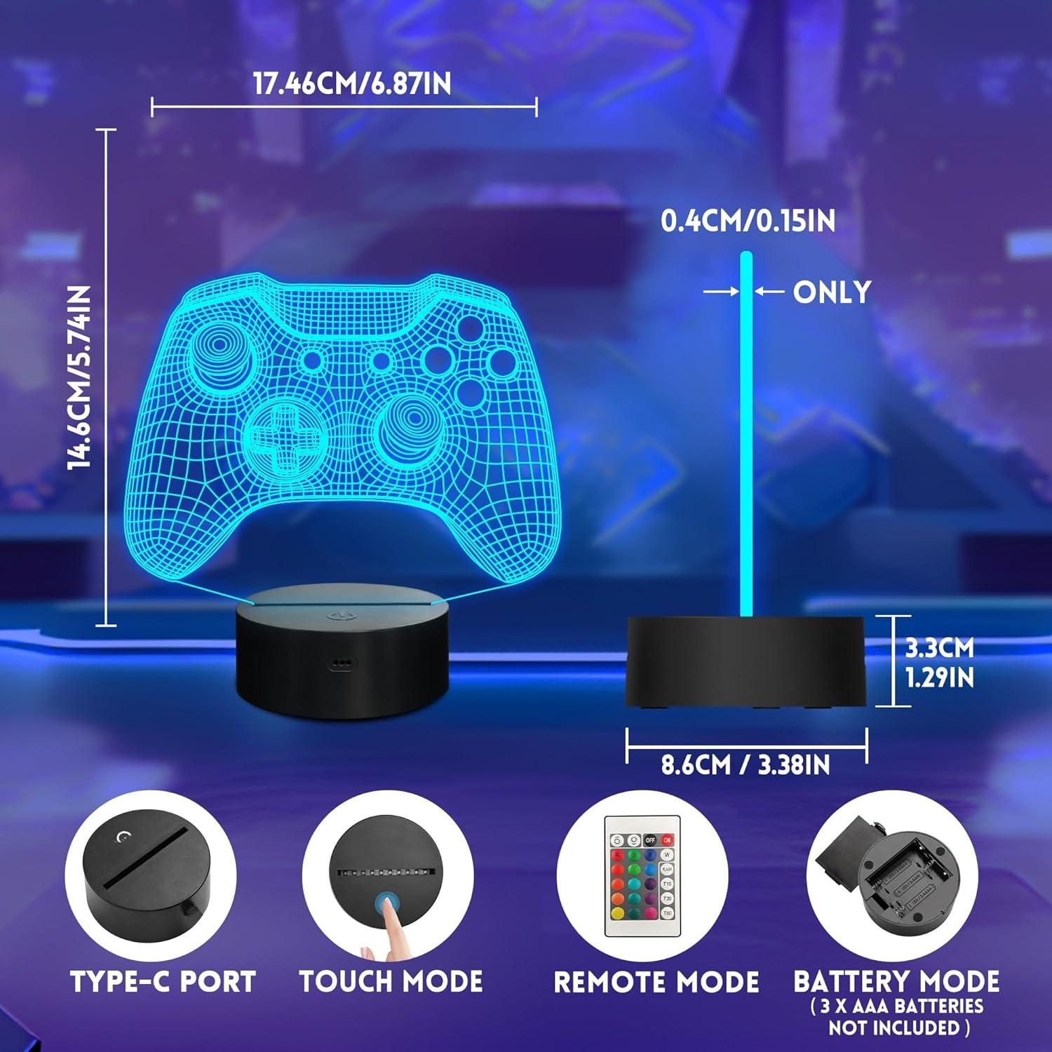 Lámpara Nocturna 3D Gamepad LED Okayera con Control Remoto
