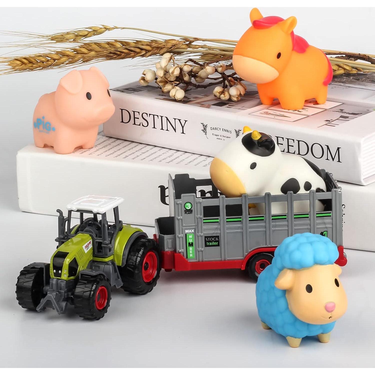 Juego de Granja Oriate con Tractor y 6 Animales - Alfombrilla 120x80cm