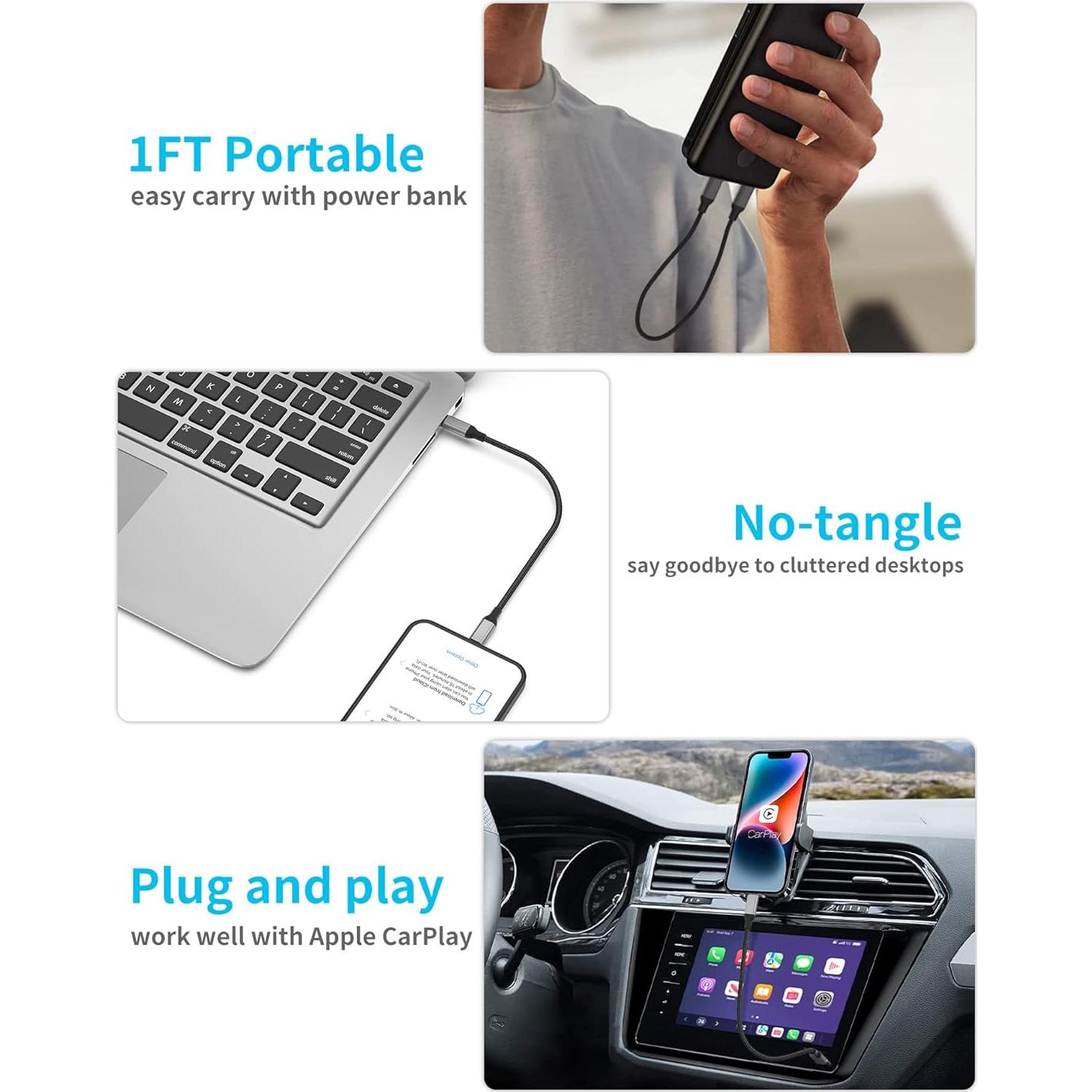 Cable USB C a Lightning 30.48 cm Acecene 2Pack Carga Rápida