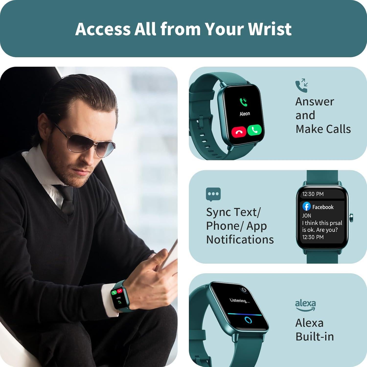 Reloj Inteligente Gydom 1.8" con Alexa y Monitoreo de Salud