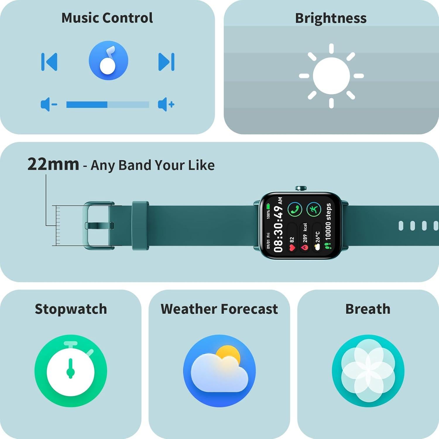 Reloj Inteligente Gydom 1.8" con Alexa y Monitoreo de Salud