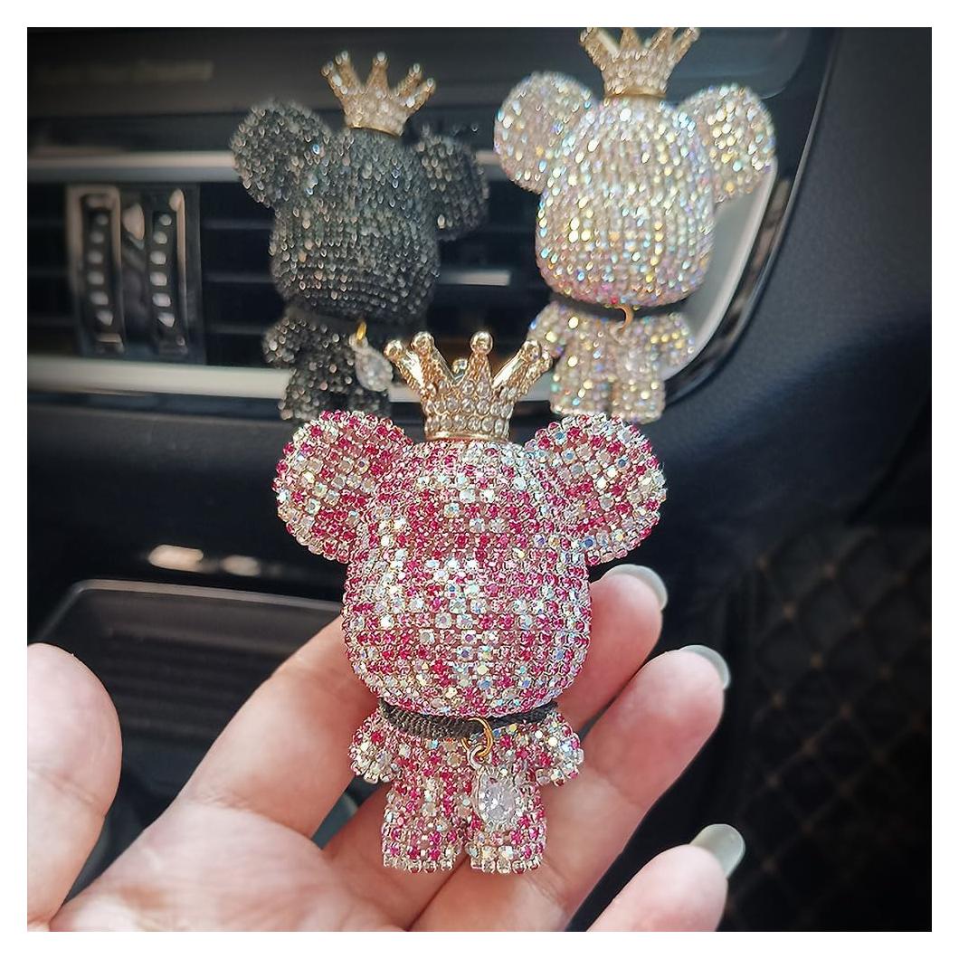 Ambientador de coche Oso de Strass XINJIAN AB Rosa 6.3x8cm